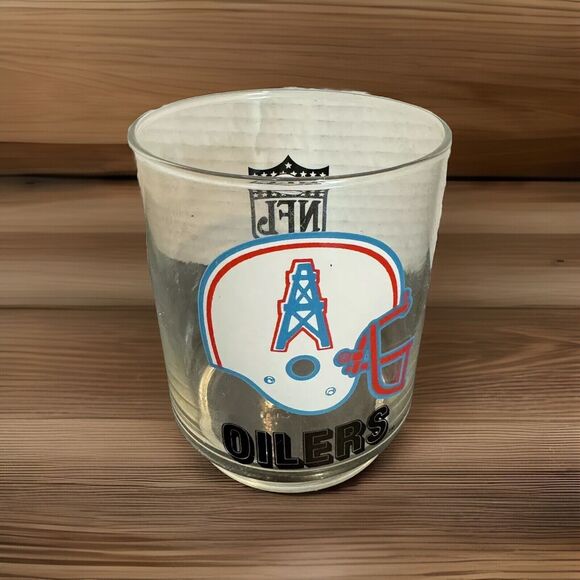 Houston Oilers Football Beverage Drinking Glass Oil Derrick Logo Helmet NFL 8 oz - Picture 1 of 6